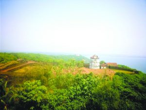 Aerial view of Fort Aguada. Goa city kemp